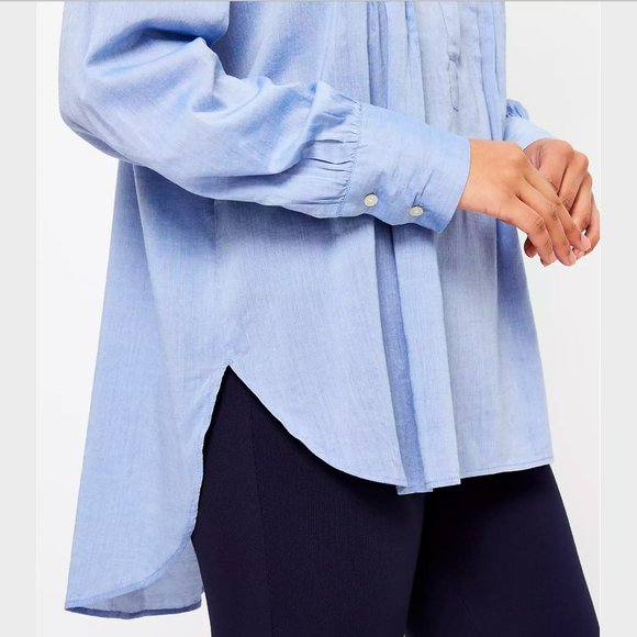 NWT LOFT Pintucked Tunic Shirt - Picture 2 of 6